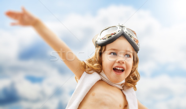 Avion pilot copil zâmbet copii fericit Imagine de stoc © choreograph
