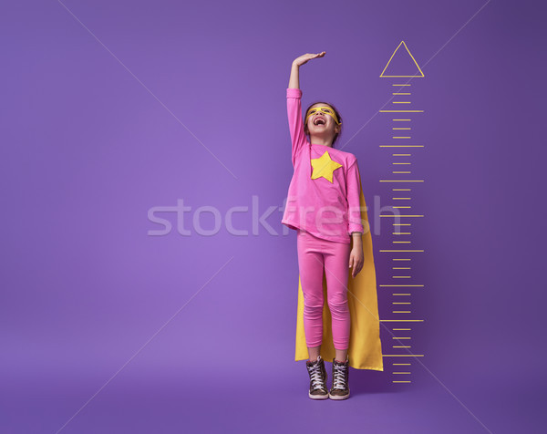 Gyermek játszik szuperhős kicsi gyerek mér Stock fotó © choreograph
