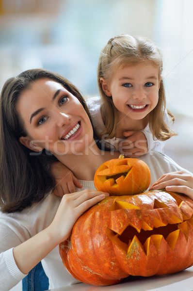 Zdjęcia stock: Halloween · dzień · matka · córka · szczęśliwy · dziecko