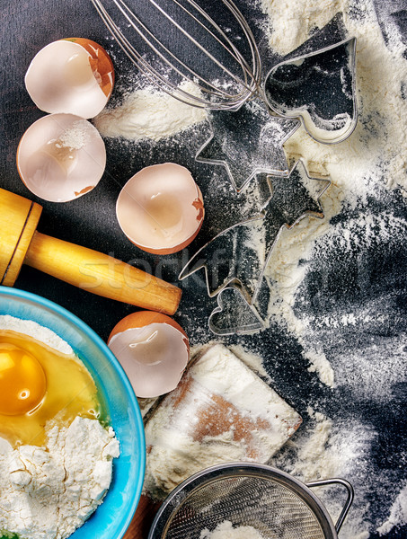 Cocina harina huevos alimentos huevo Foto stock © choreograph