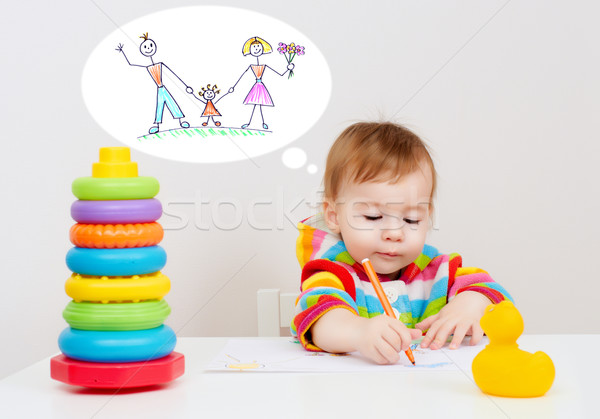 Schönheit Kind wenig spielen Spielzeug Papier Stock foto © choreograph