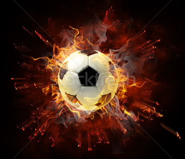 Symbol hellen schwarz Feuer Fußball Sport Stock foto © choreograph