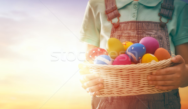 Gyermek húsvéti tojások aranyos kicsi sugarak húsvét Stock fotó © choreograph
