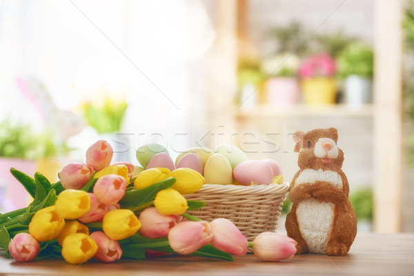 Foto stock: Páscoa · decoração · rabino · colorido · ovos