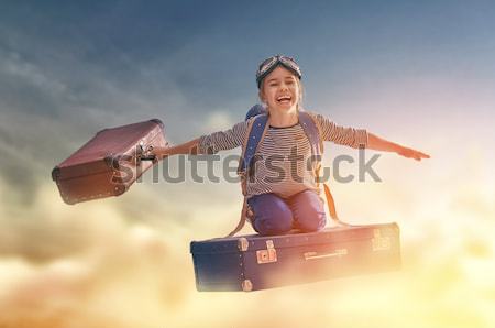 űrhajós gyermek jelmez lány mosoly nyár Stock fotó © choreograph