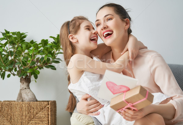 Stock fotó: Lánygyermek · anya · boldog · nőnap · gyermek · képeslap