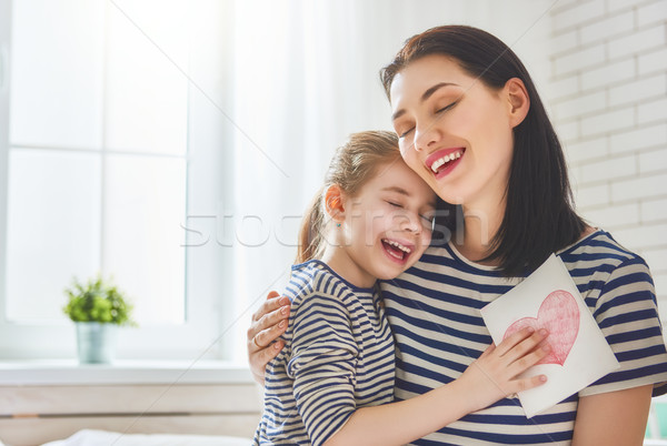 Stock fotó: Lánygyermek · anya · boldog · anyák · napját · gyermek · képeslap · anyu