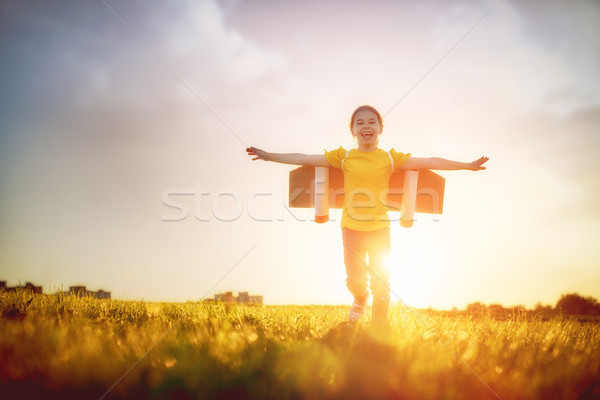 girl playing astronaut Stock photo © choreograph