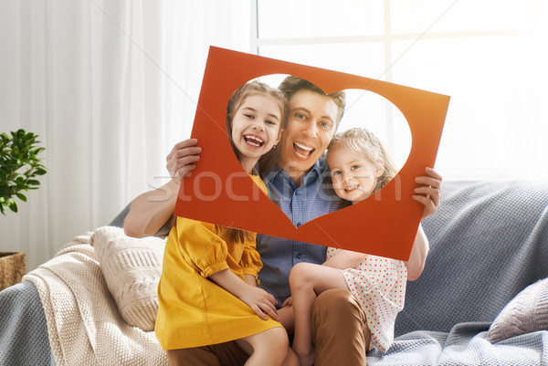 Daddy Kinder spielen glücklich liebevoll Familie Stock foto © choreograph