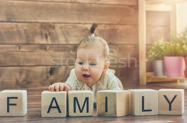 baby girl playing with blocks Stock photo © choreograph