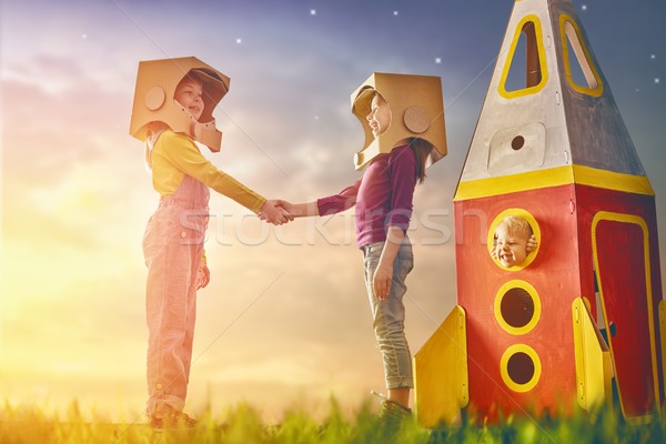 Children in astronauts costumes Stock photo © choreograph