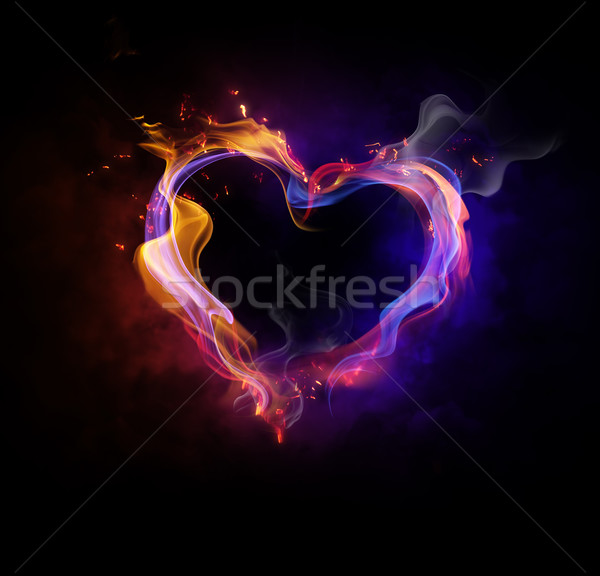 Simge parlak siyah soyut kalp imzalamak Stok fotoğraf © choreograph
