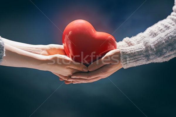 çift sevgililer günü kırmızı kalp kadın adam Stok fotoğraf © choreograph
