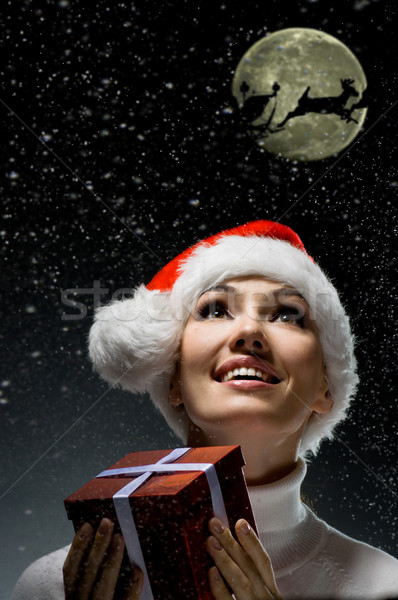Christmas presenteert jong meisje aanwezig handen vrouwen Stockfoto © choreograph