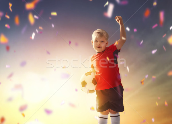 [[stock_photo]]: Garçon · jouer · football · cute · peu · enfant