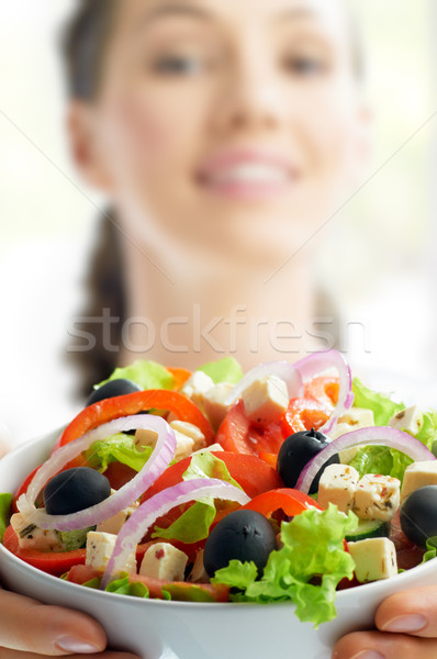 Alimentación saludable alimentos hermosa niña mujer boca cabeza Foto stock © choreograph