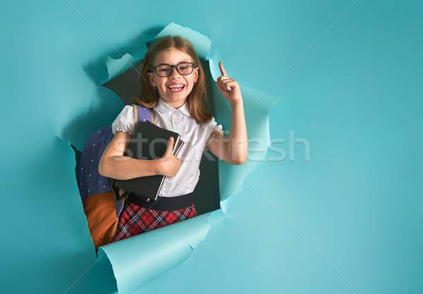 child breaking through color wall Stock photo © choreograph