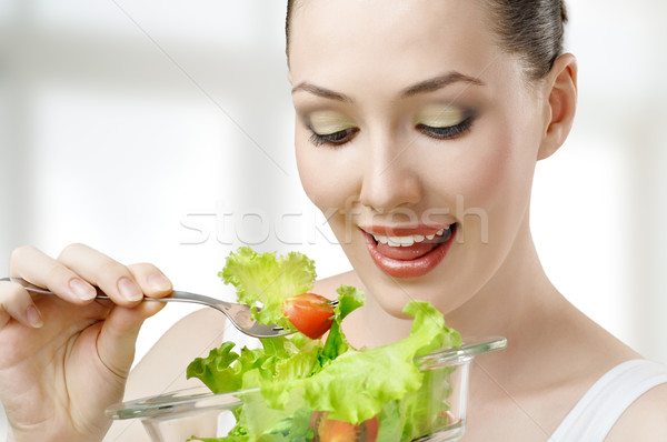 Foto d'archivio: Bella · snello · ragazza · mangiare · sano · alimentare · donna