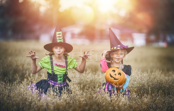 ストックフォト: 子供 · ハロウィン · 幸せ · 2 · かわいい