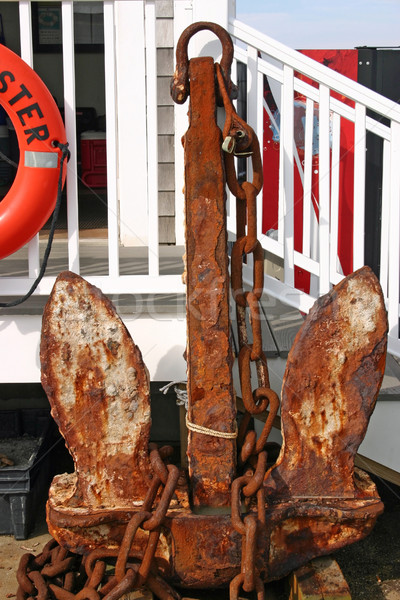 Kotwica zardzewiałe marina łodzi silne grunge Zdjęcia stock © chrisbradshaw