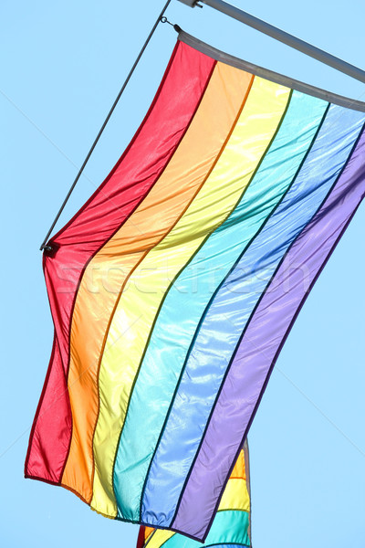 Gej duma banderą wiszący słup Błękitne niebo Zdjęcia stock © chrisbradshaw