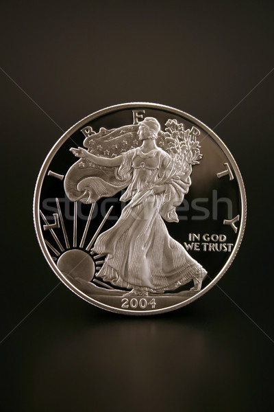 Ezüst dollár egy amerikai sas érme Stock fotó © chrisbradshaw