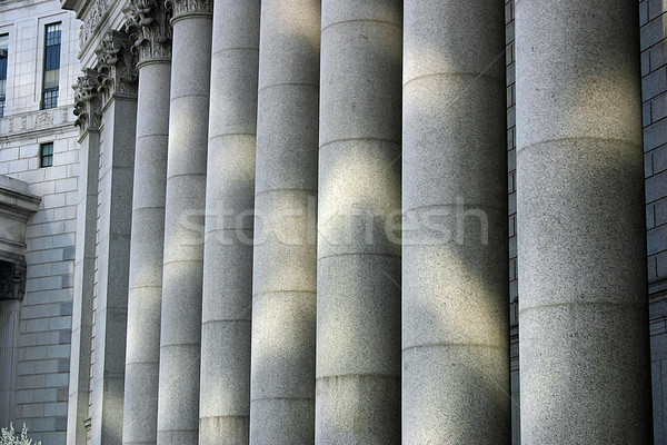 Kamień kolumny wejście budynku Nowy Jork podróży Zdjęcia stock © chrisbradshaw