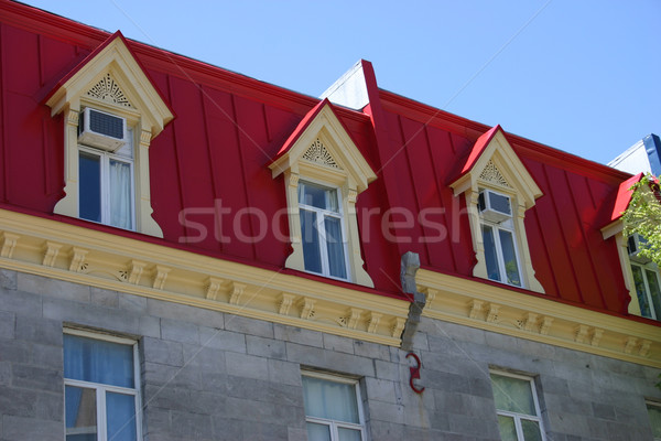 Czerwony dachy rząd Montreal Quebec domu Zdjęcia stock © chrisbradshaw