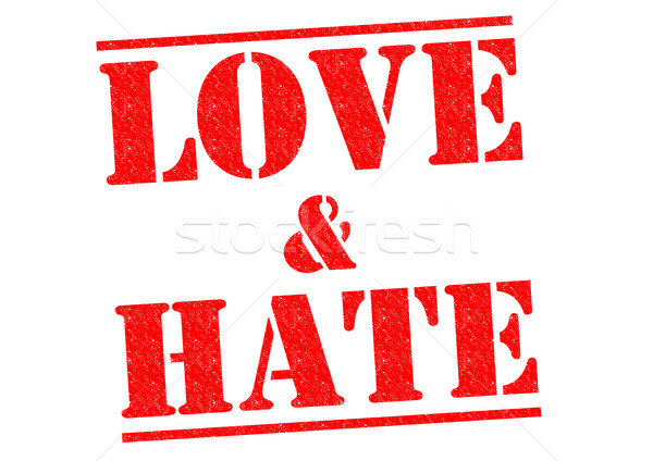 Szeretet gyűlölet piros pecsét fehér házasság Stock fotó © chrisdorney
