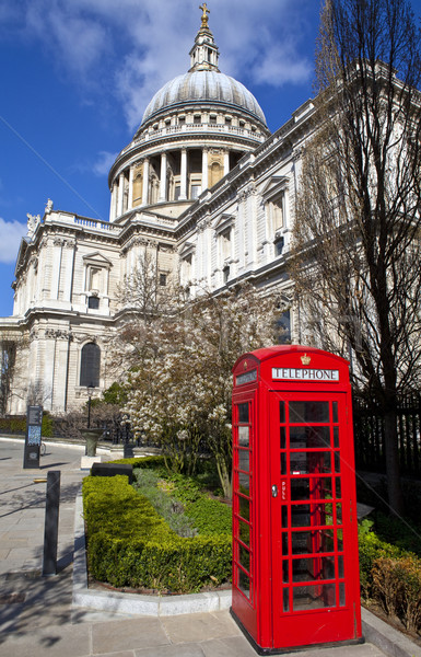 St. Paul's Cathedral and Red Telephone Box in London Stock photo © chrisdorney