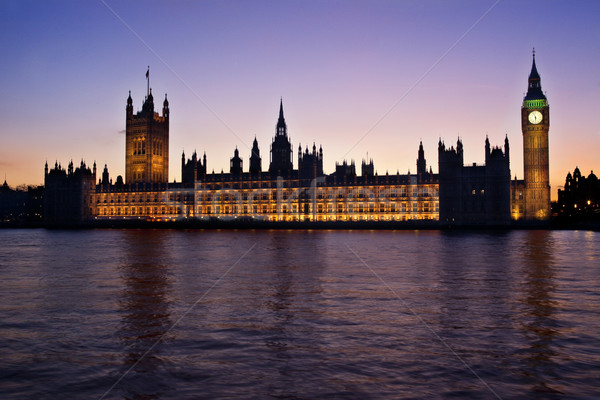 Häuser Parlament Sonnenuntergang Uhr Welt Reise Stock foto © chrisdorney