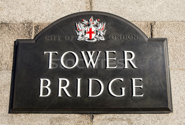 Tower Bridge Zeichen Schild London Stadt Brücke Stock foto © chrisdorney