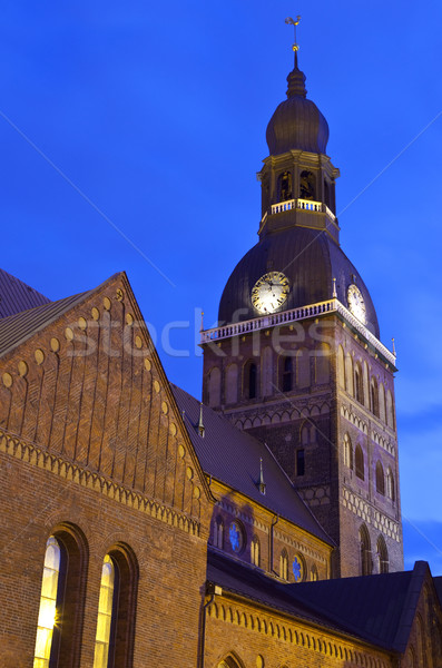 Riga kubbe katedral akşam karanlığı gece Stok fotoğraf © chrisdorney