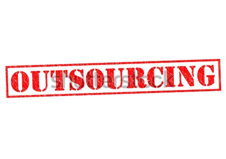 Stockfoto: Outsourcing · Rood · witte · bouw · werk