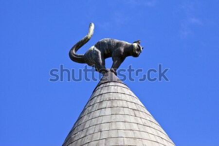 Kedi ev Riga heykel çatı Letonya Stok fotoğraf © chrisdorney