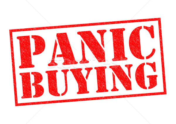 Pánik vásárol piros pecsét fehér vásárlás Stock fotó © chrisdorney