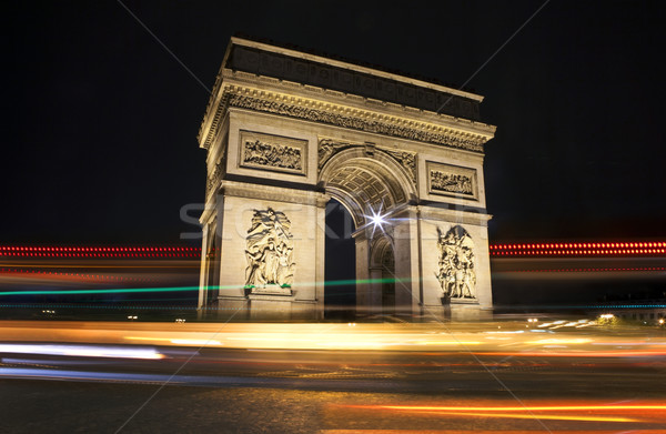Arco del Triunfo magnífico París luz noche arquitectura Foto stock © chrisdorney