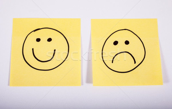 Feliz triste caras memorándum papel dos Foto stock © chrisdorney
