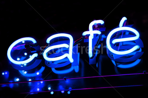 Café enseigne au néon néon signe bleu [[stock_photo]] © chrisdorney