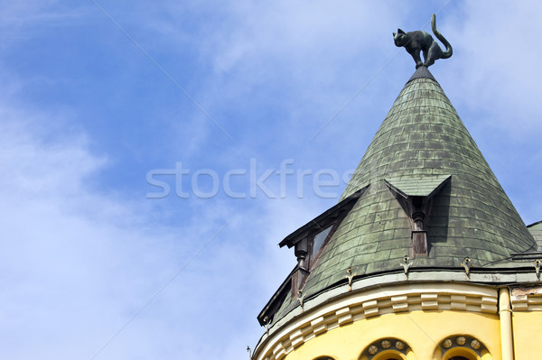 Macska ház Riga szobor tető Lettország Stock fotó © chrisdorney