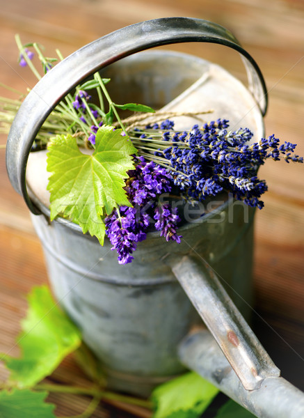 Stockfoto: Lavendel · rustiek · oogst · organisch