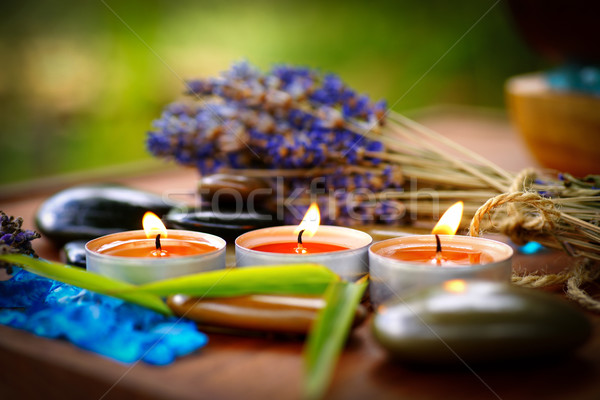 Candele vacanze lavanda rilassante gusto Foto d'archivio © ChrisJung