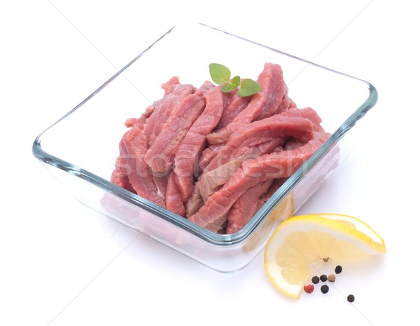 Borjúhús szeletek tál étel friss Stock fotó © ChrisJung