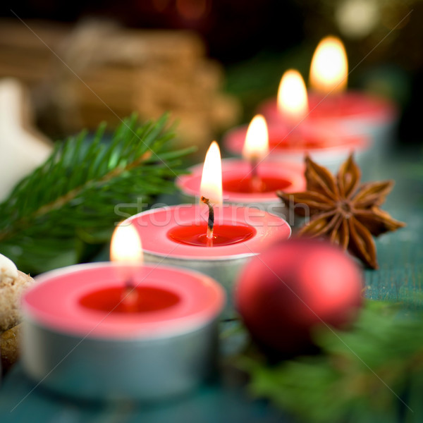 Natale decorazione candele fila celebrazione aroma Foto d'archivio © ChrisJung