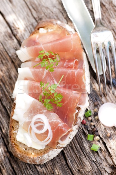 Ham brood voedsel picknick maaltijd kruid Stockfoto © ChrisJung