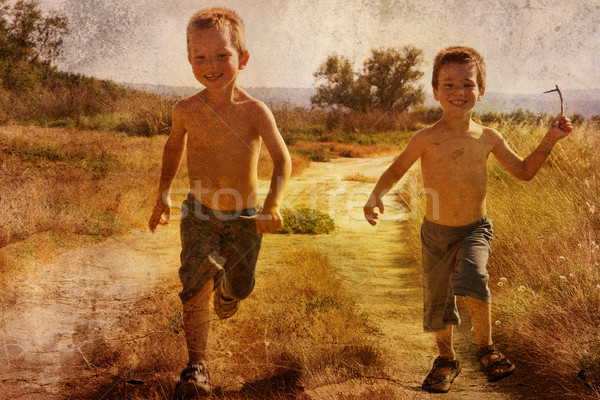 Grunge sport licht oranje jongen retro Stockfoto © chrisroll
