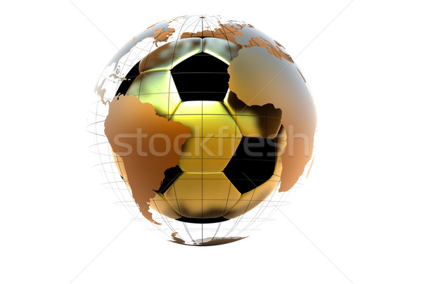 3d golen soccer ball with continents Stock photo © chrisroll