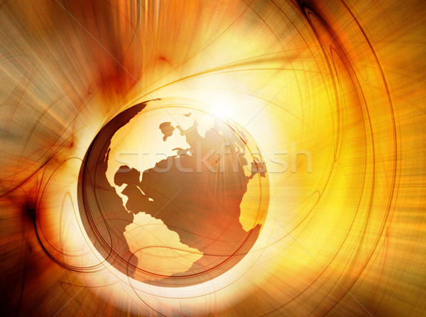 Opwarming van de aarde 3D aarde vlam textuur brand Stockfoto © chrisroll