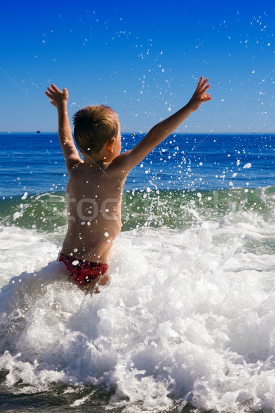 Jeunes enfant jouer vagues mer plage [[stock_photo]] © chrisroll