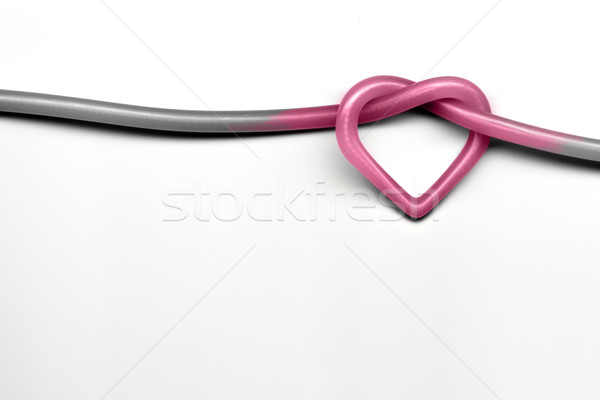Stockfoto: Hart · knoop · roze · witte · Valentijn · dag